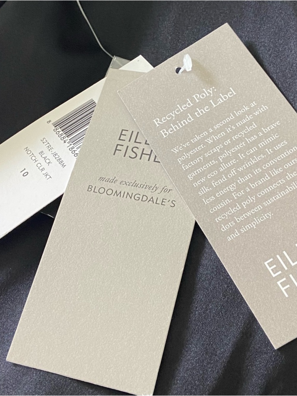 NWT EILEEN FISHER Black Notch Collar Blazer Jacket Tropical Suiting  10 - Picture 10 of 13